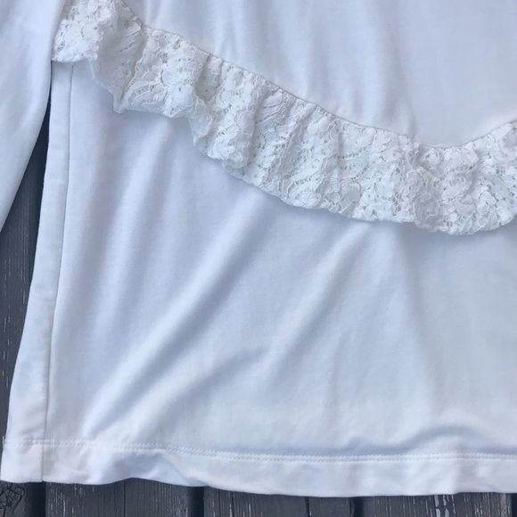 MARLED White Ruffle Lace Yoke Sweatshirt Top - Picture 7 of 13